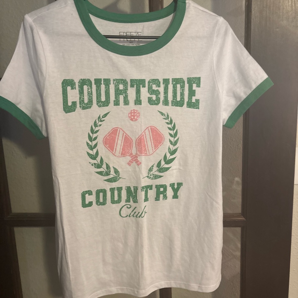 Courtside Country Club Ringer Tee - White & Green
